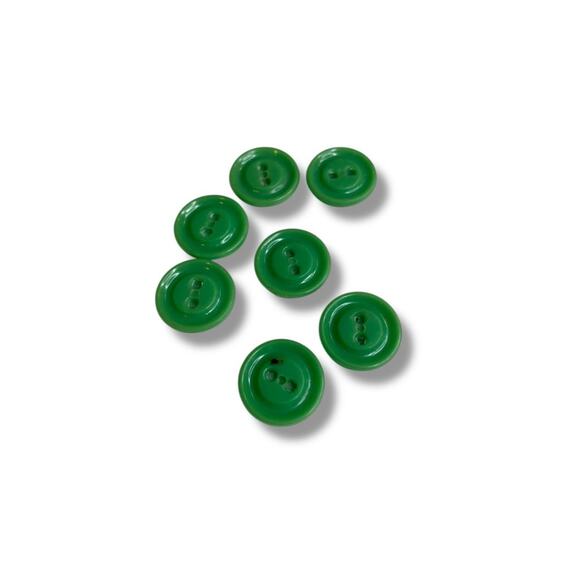 Lot of 7 Green Midcentury Buttons Acrylic Simple .5" (15mm) - Picture 5 of 5